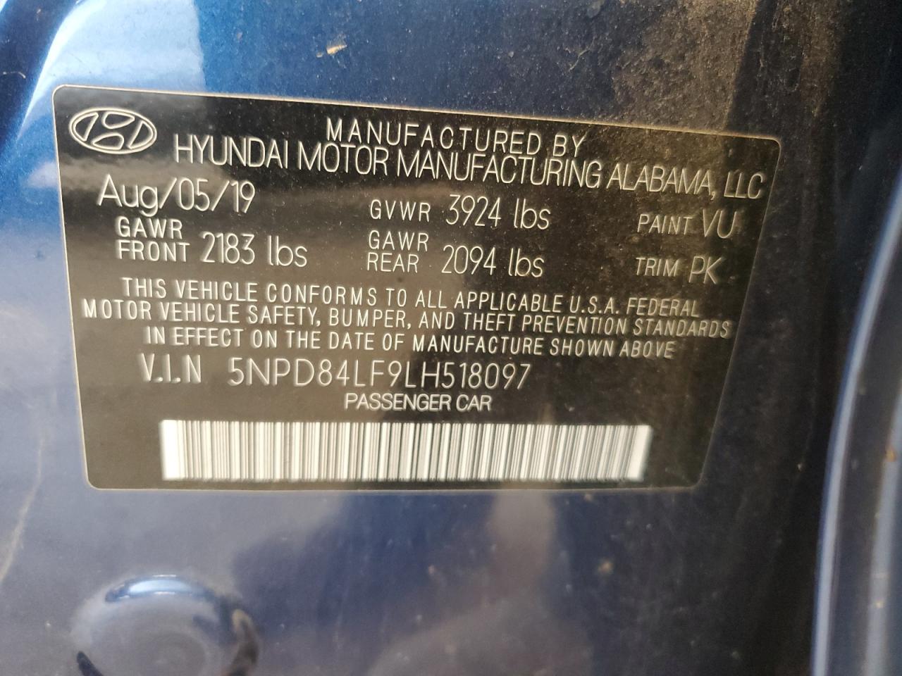 2020 Hyundai Elantra Sel VIN: 5NPD84LF9LH518097 Lot: 62733534