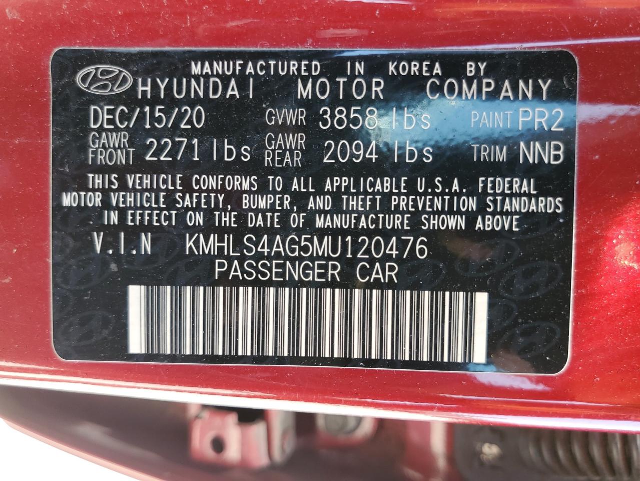 KMHLS4AG5MU120476 2021 HYUNDAI ELANTRA - Image 14