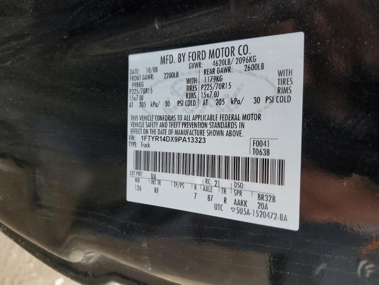 2009 Ford Ranger Super Cab VIN: 1FTYR14DX9PA13323 Lot: 61452074