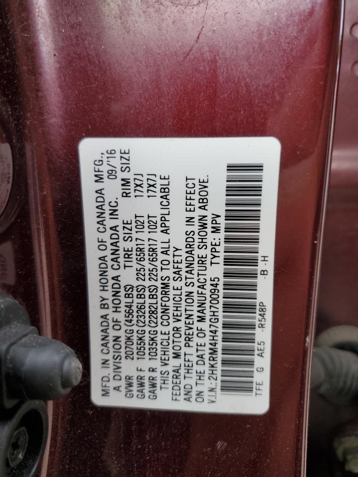 2016 Honda Cr-V Se VIN: 2HKRM4H47GH700945 Lot: 64059184