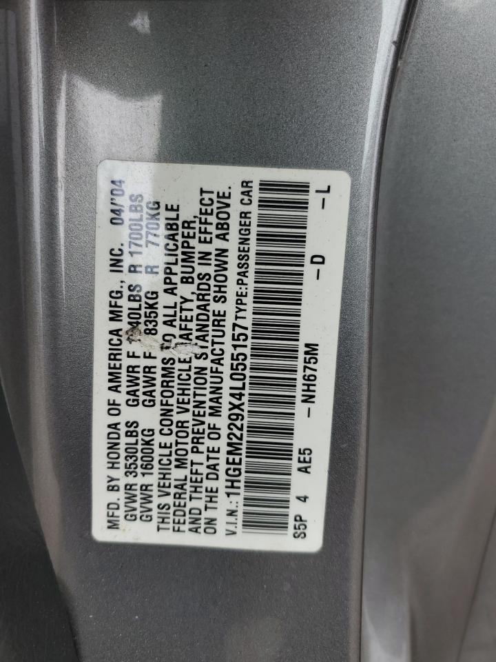 2004 Honda Civic Ex VIN: 1HGEM229X4L055157 Lot: 64558414