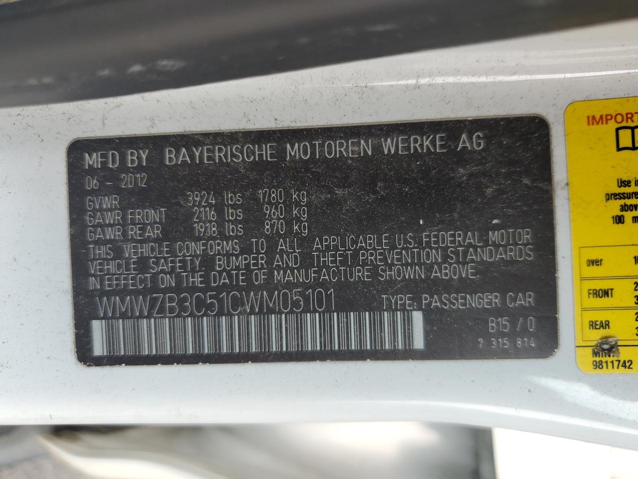 2012 Mini Cooper Countryman VIN: WMWZB3C51CWM05101 Lot: 65086704