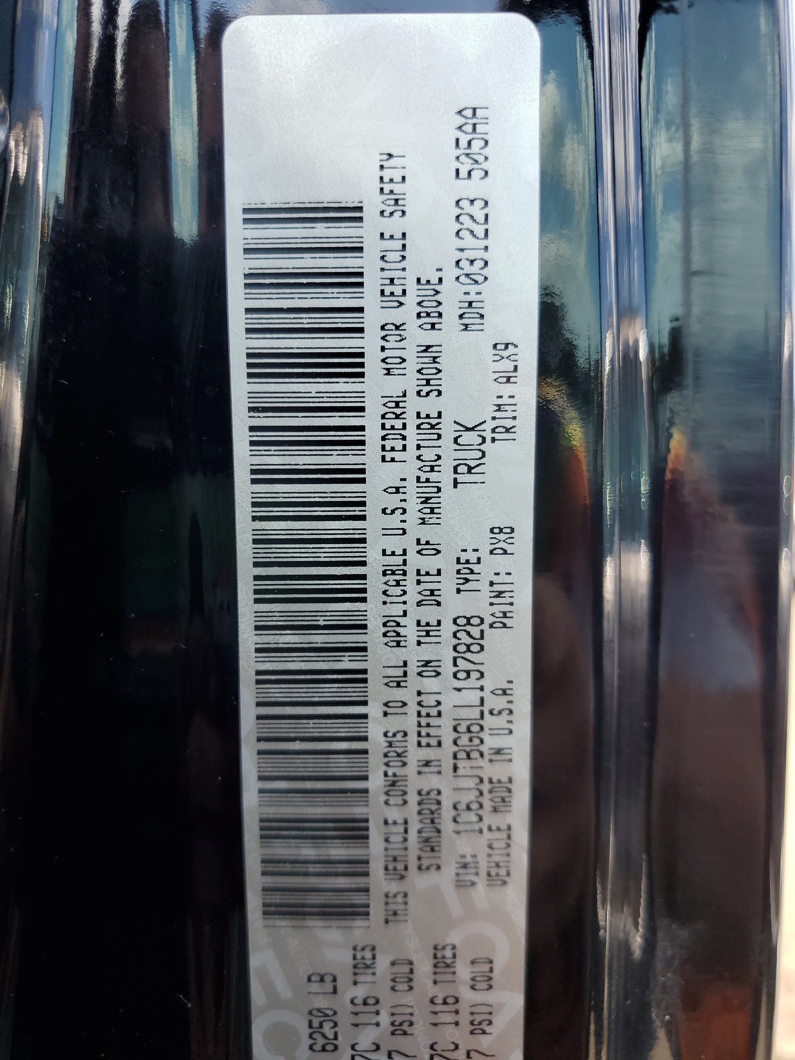 1C6JJTBG6LL197828 2020 Jeep Gladiator Rubicon