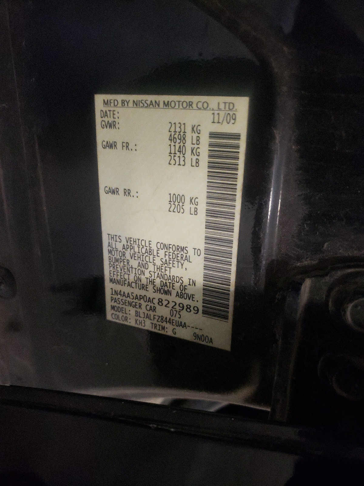 1N4AA5AP0AC822989 2010 Nissan Maxima S