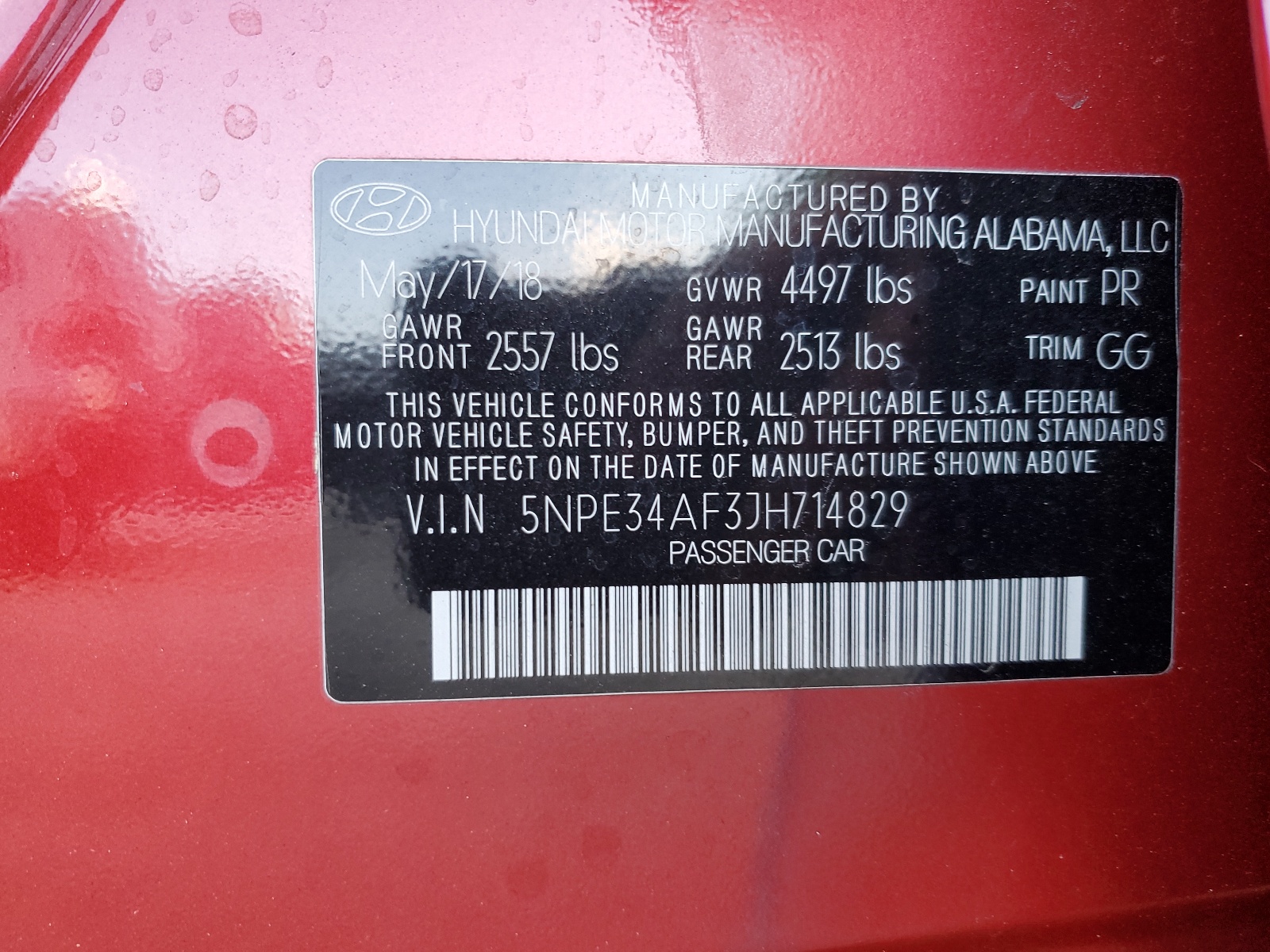 5NPE34AF3JH714829 2018 Hyundai Sonata Sport