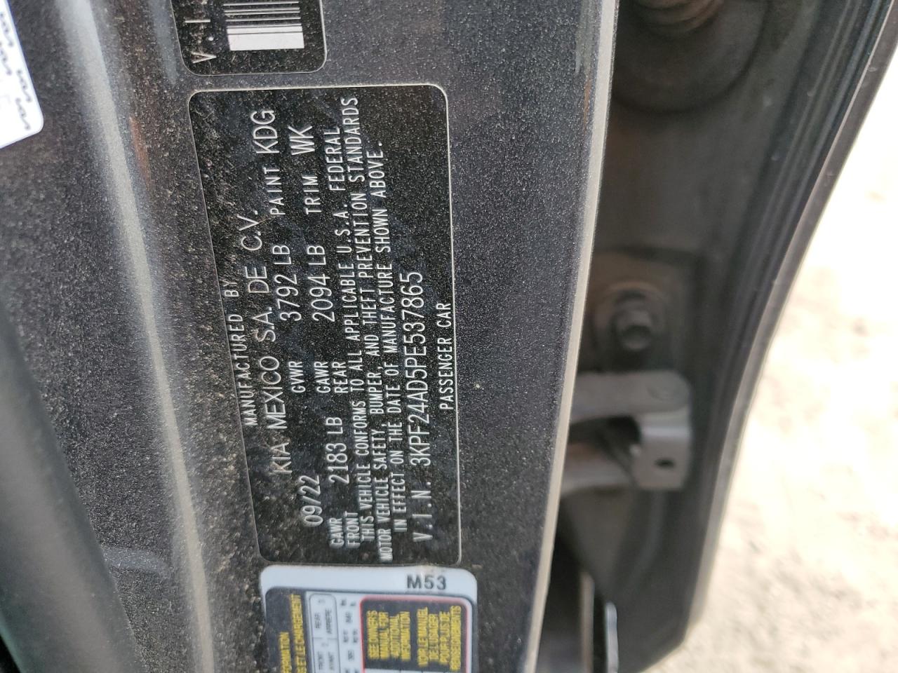 3KPF24AD5PE537865 2023 Kia Forte Lx