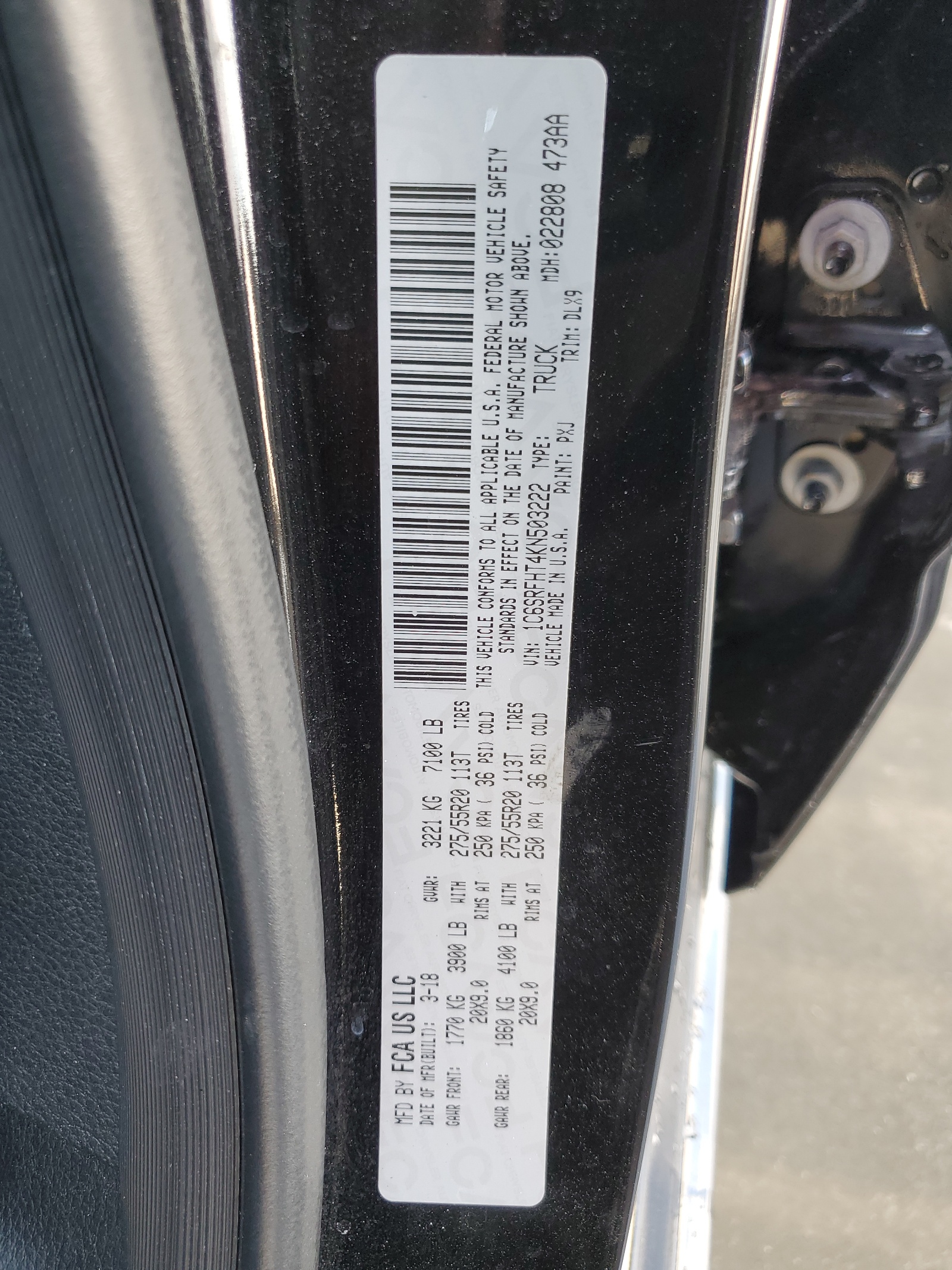 1C6SRFHT4KN503222 2019 Ram 1500 Limited