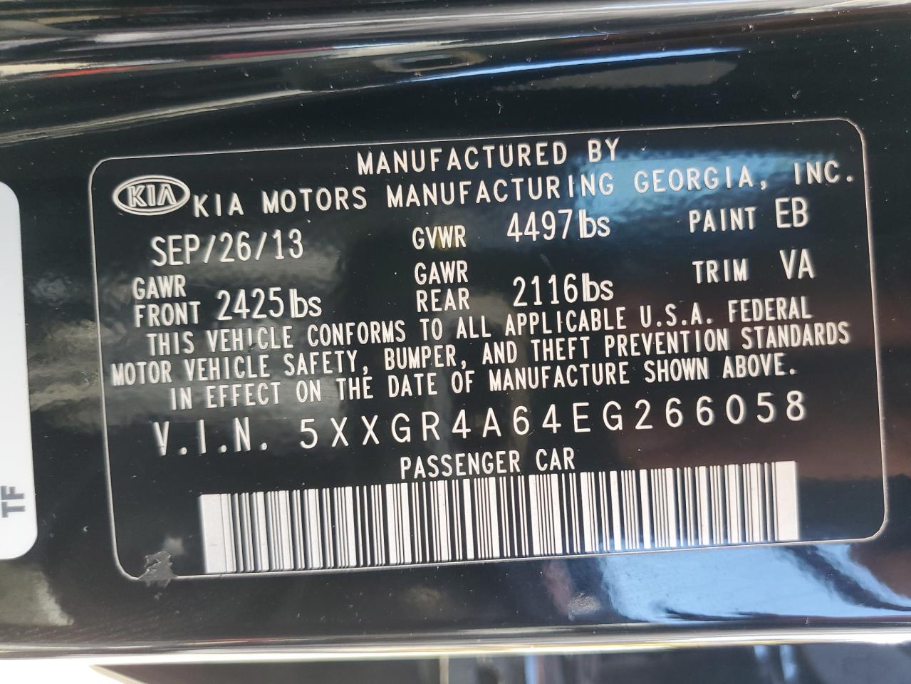 2014 Kia Optima Sx VIN: 5XXGR4A64EG266058 Lot: 63900604