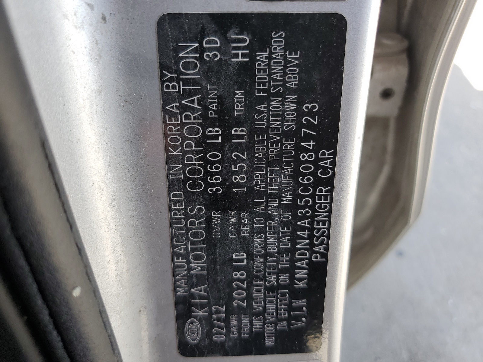 KNADN4A35C6084723 2012 Kia Rio Ex