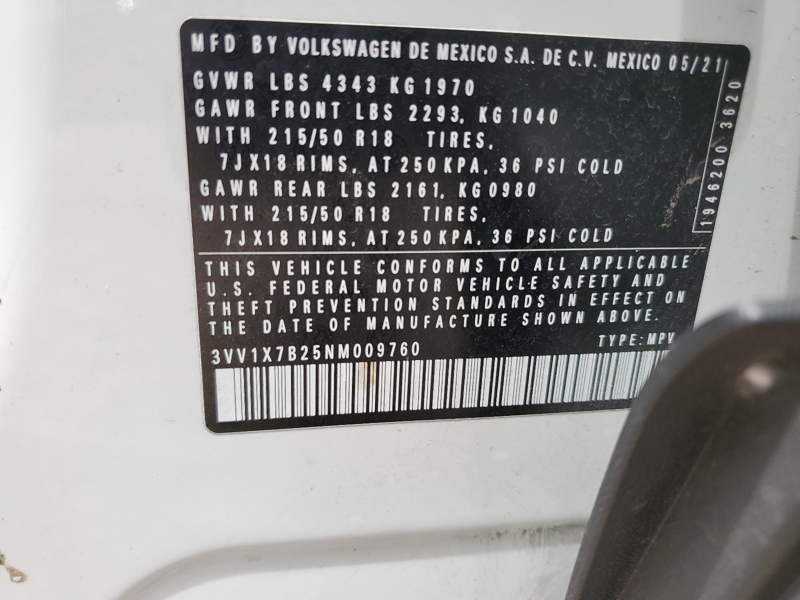 2022 Volkswagen Taos Sel vin: 3VV1X7B25NM009760