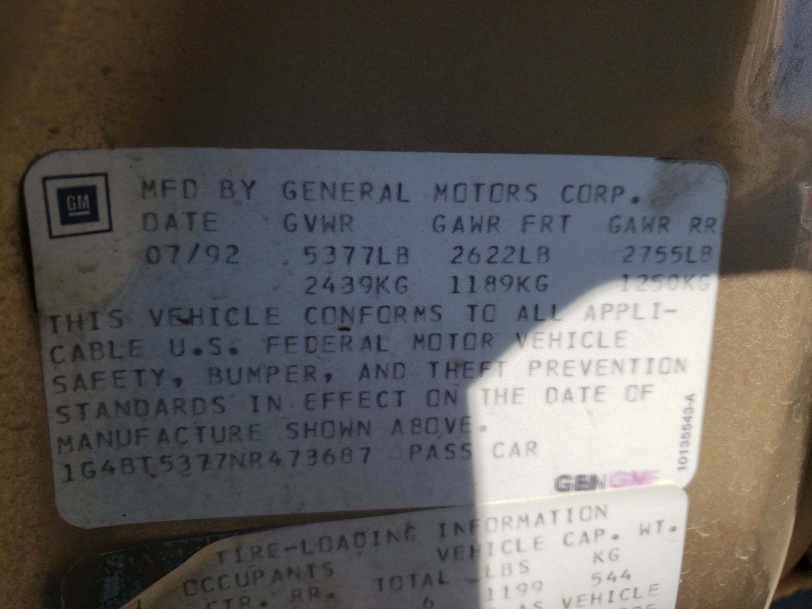 1G4BT5377NR473687 1992 Buick Roadmaster Limited