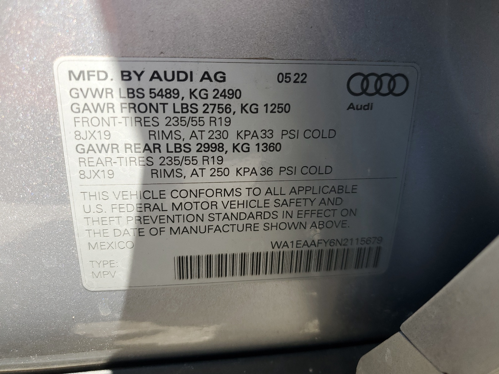 WA1EAAFY6N2115679 2022 Audi Q5 Premium Plus 45