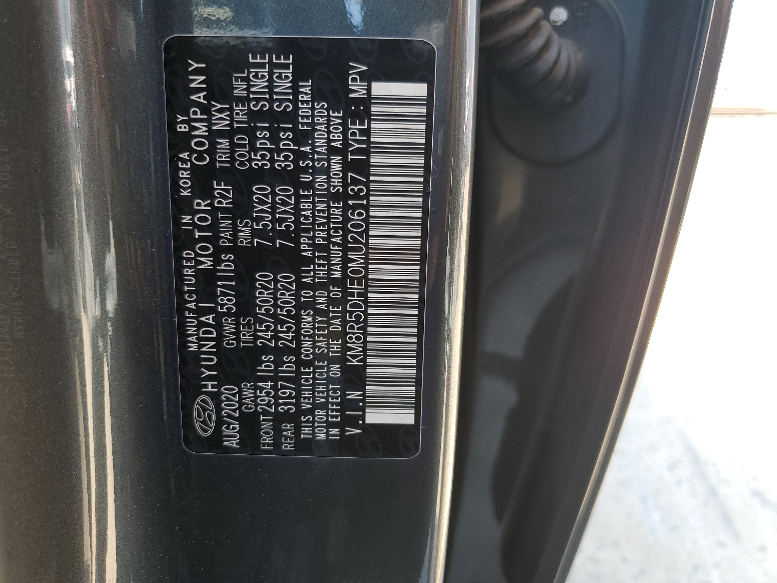 KM8R5DHE0MU206137 2021 Hyundai Palisade Limited