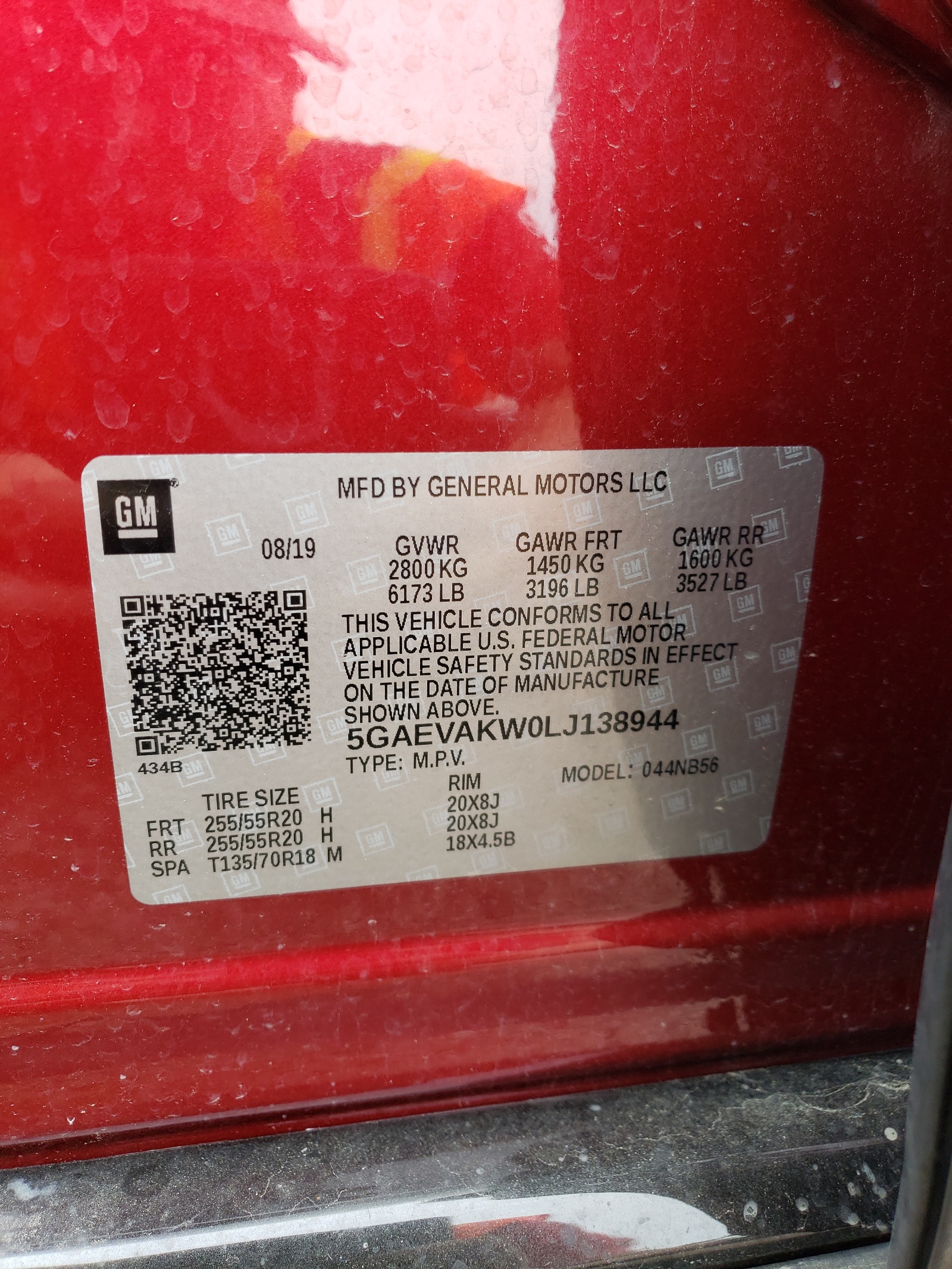 5GAEVAKW0LJ138944 2020 Buick Enclave Essence