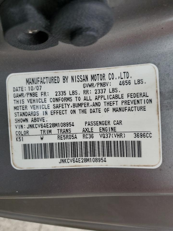 JNKCV64E28M108954 2008 Infiniti G37 Base