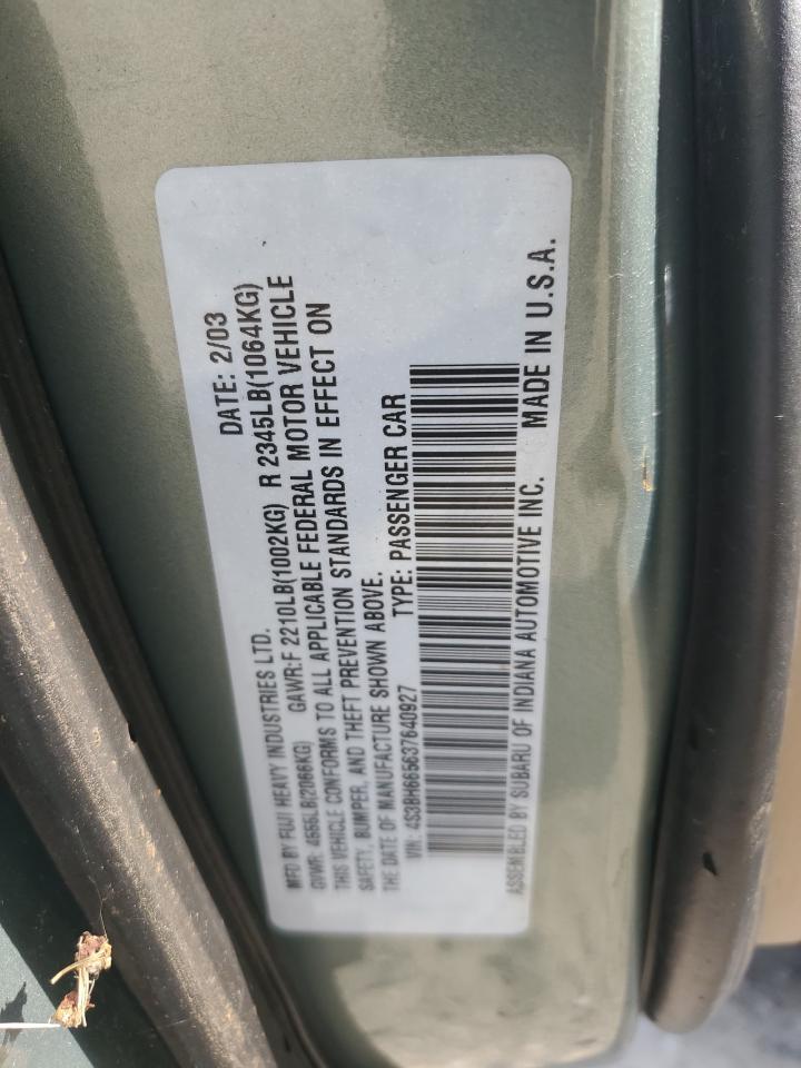 4S3BH665637640927 2003 Subaru Legacy Outback