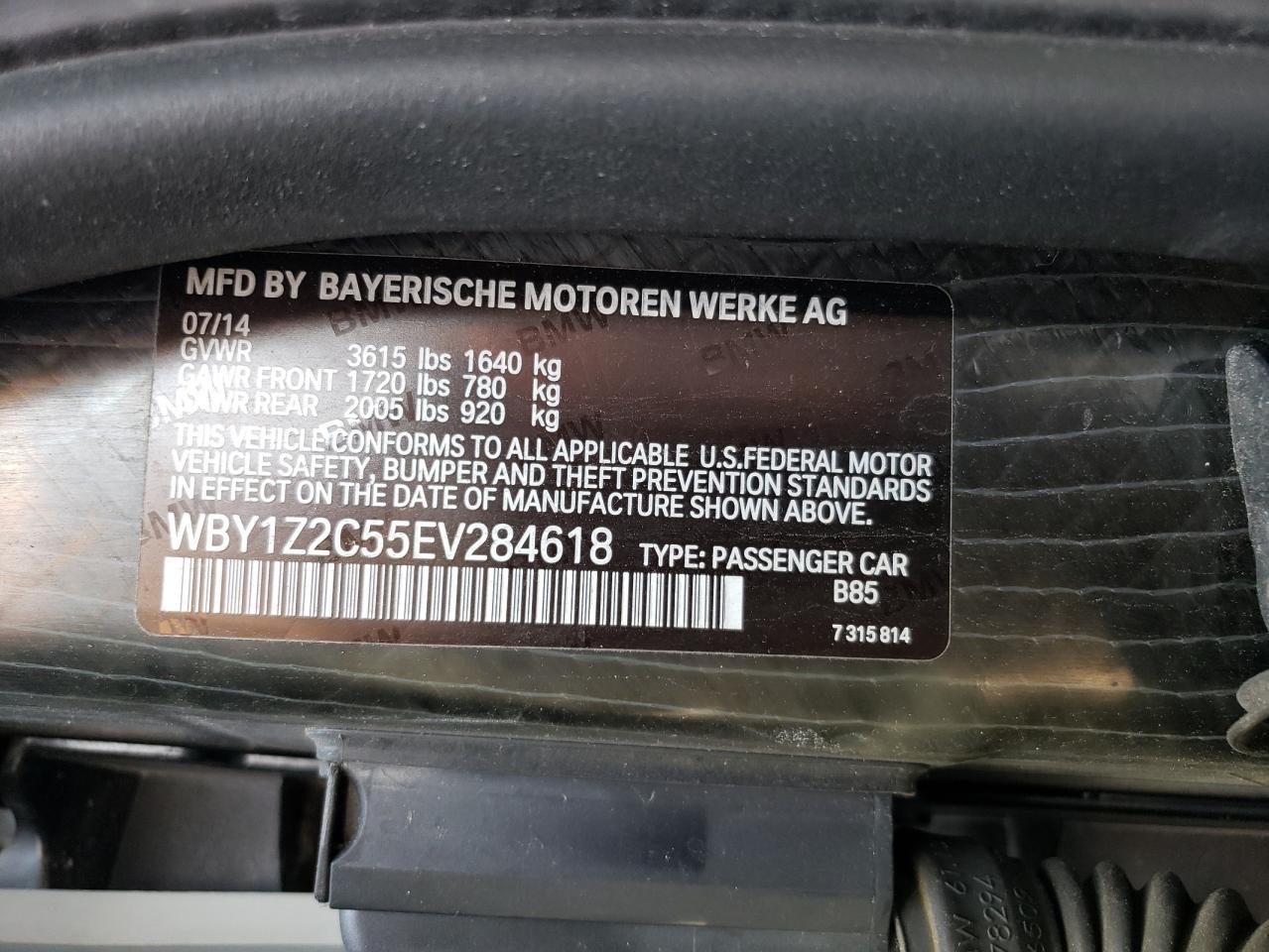 WBY1Z2C55EV284618 2014 BMW I3 Bev