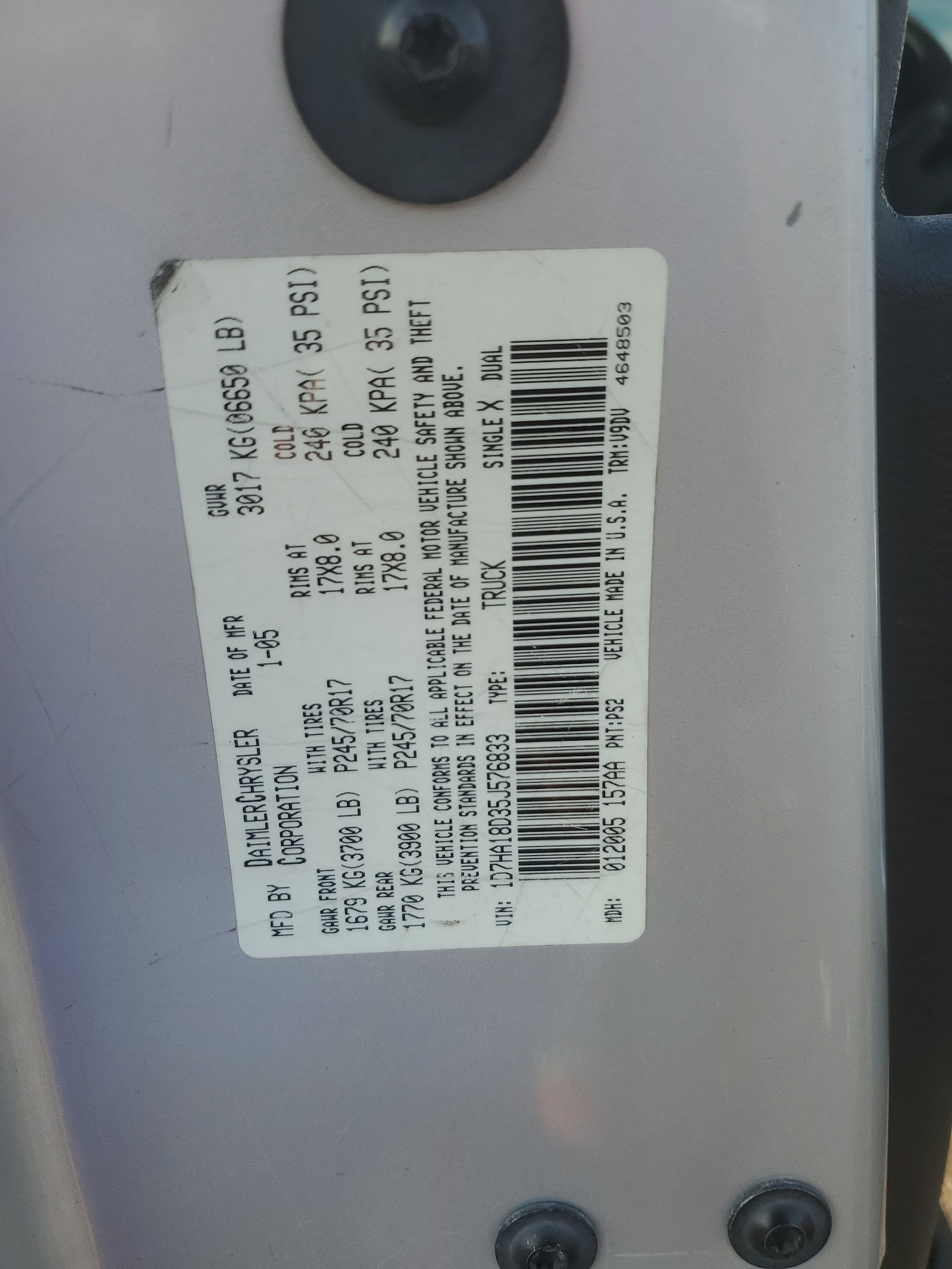 1D7HA18D35J576833 2005 Dodge Ram 1500 St