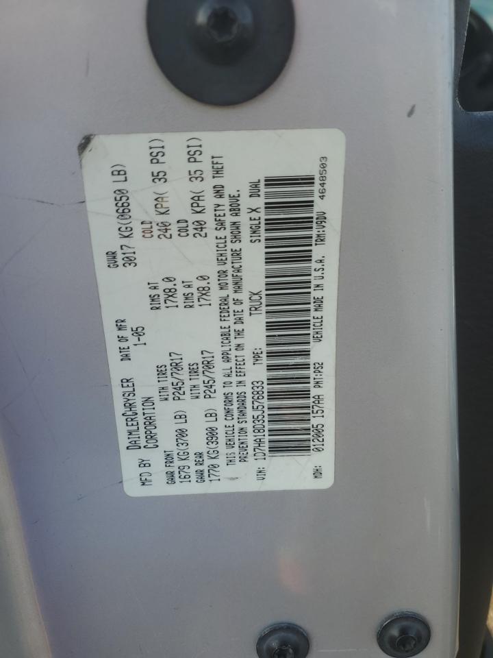 2005 Dodge Ram 1500 St VIN: 1D7HA18D35J576833 Lot: 62396314