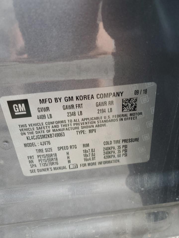 2019 Buick Encore Essence VIN: KL4CJGSM2KB749063 Lot: 63748784