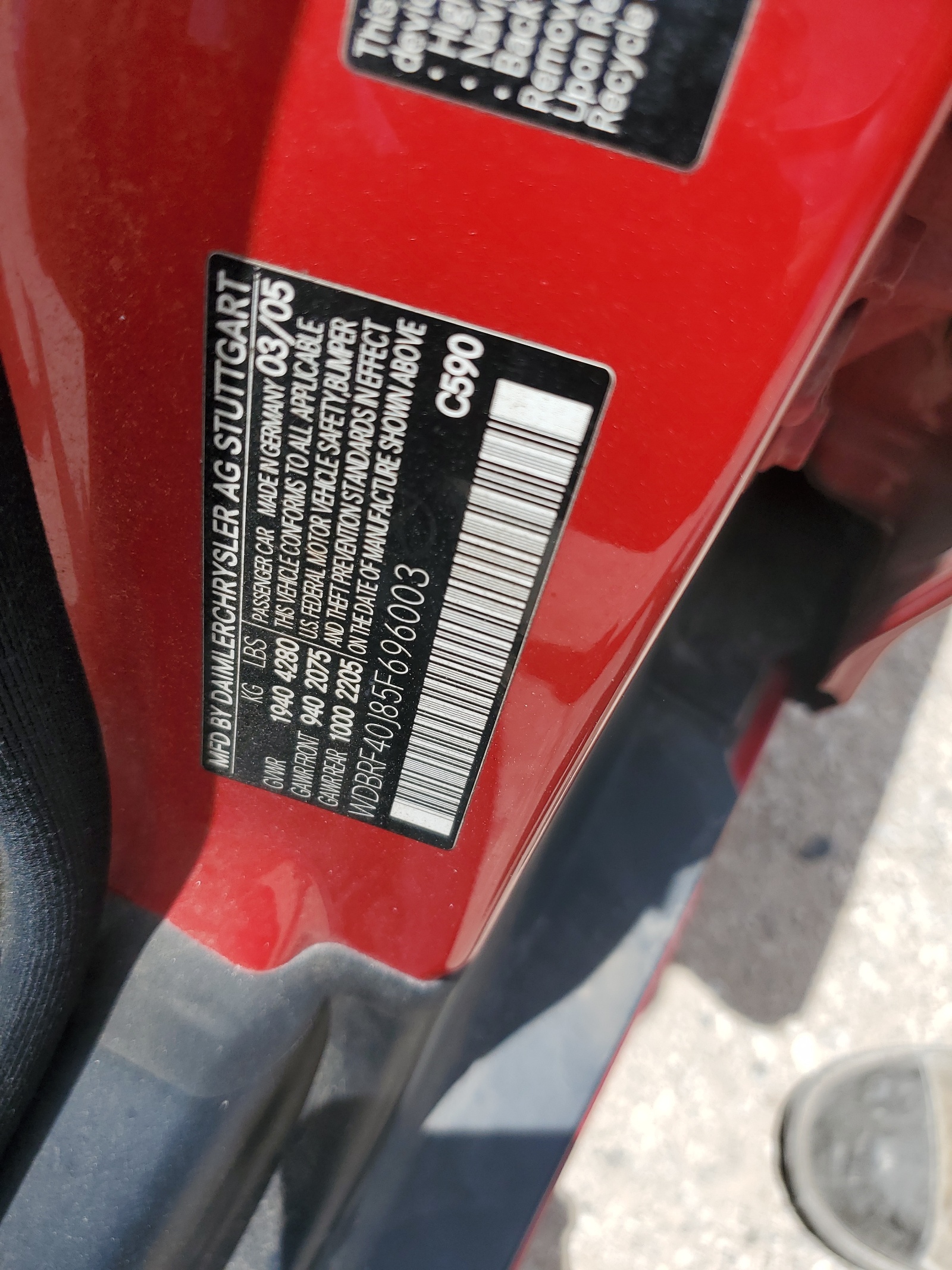 WDBRF40J85F696003 2005 Mercedes-Benz C 230K Sport Sedan