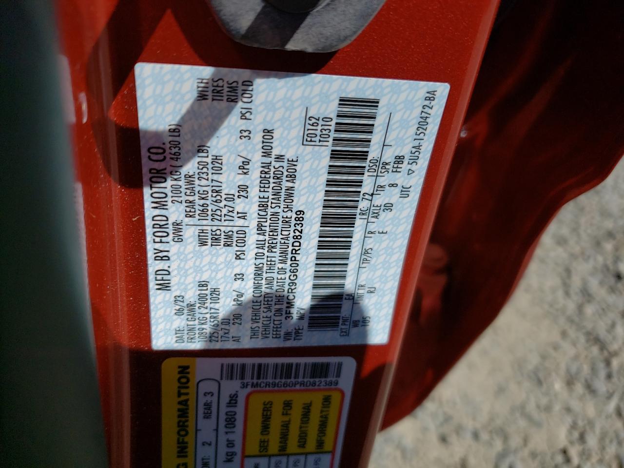 2023 Ford Bronco Sport Heritage VIN: 3FMCR9G60PRD82389 Lot: 64678224