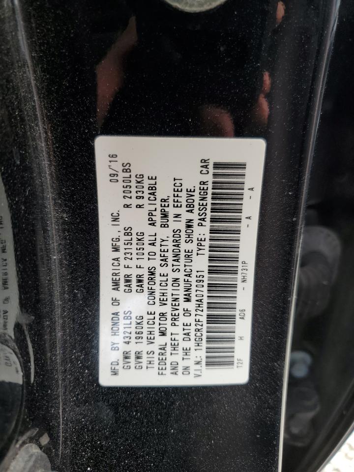 1HGCR2F72HA070951 2017 Honda Accord Ex