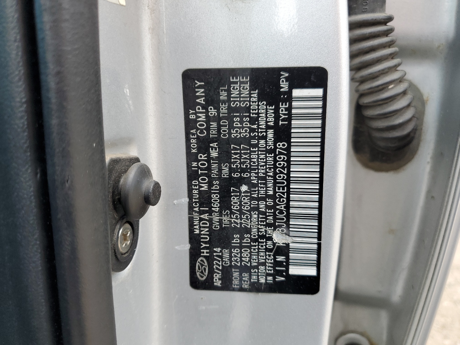 KM8JUCAG2EU929978 2014 Hyundai Tucson Gls