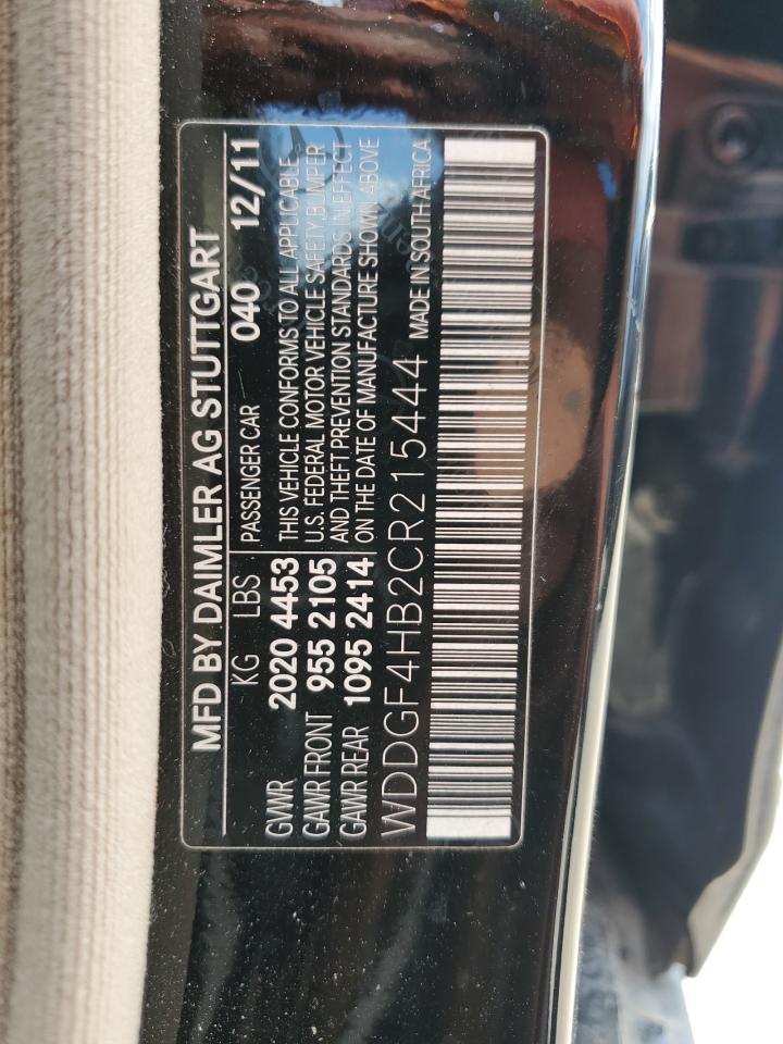 2012 Mercedes-Benz C 250 VIN: WDDGF4HB2CR215444 Lot: 64300864