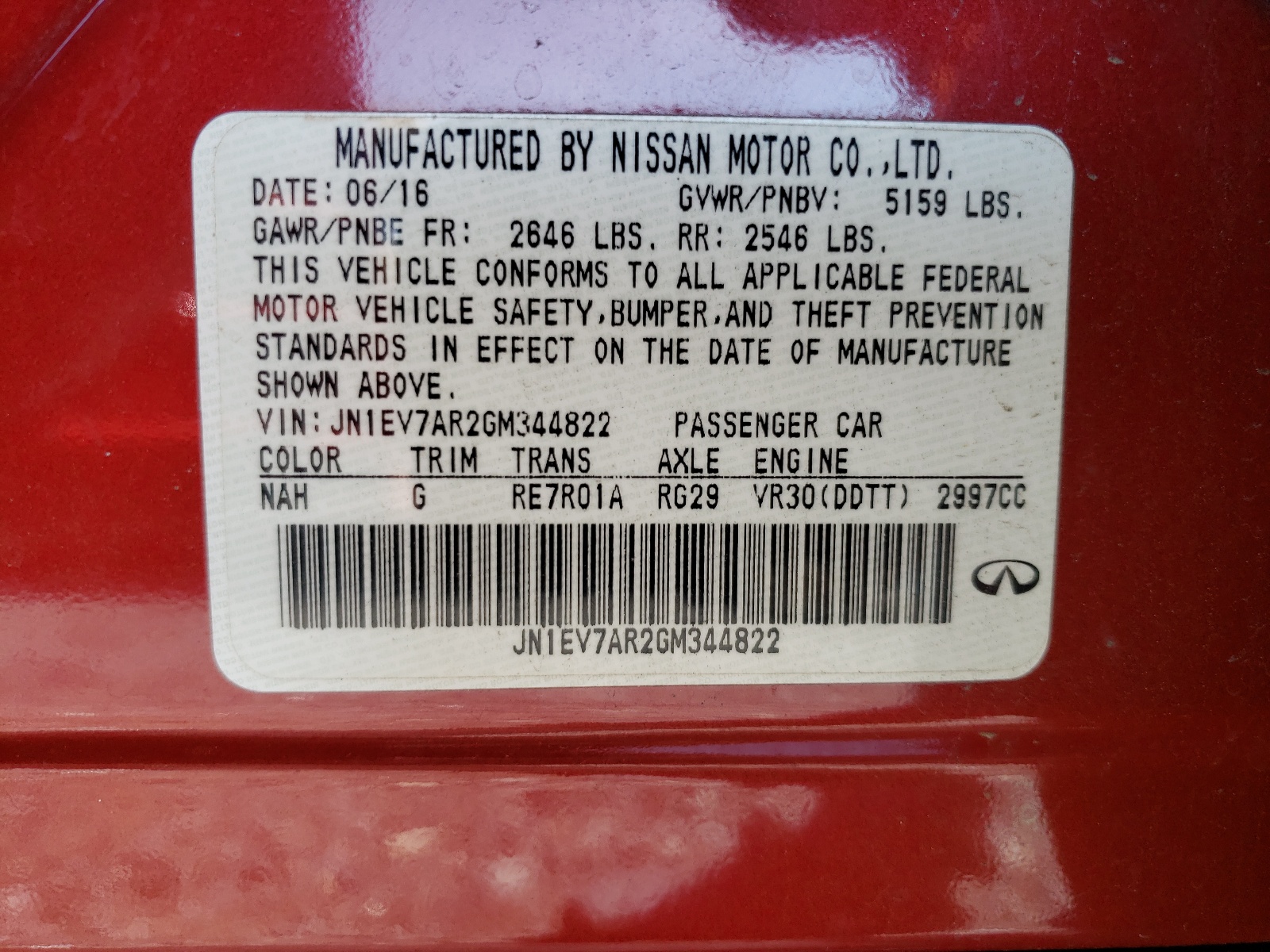 JN1EV7AR2GM344822 2016 Infiniti Q50 Premium