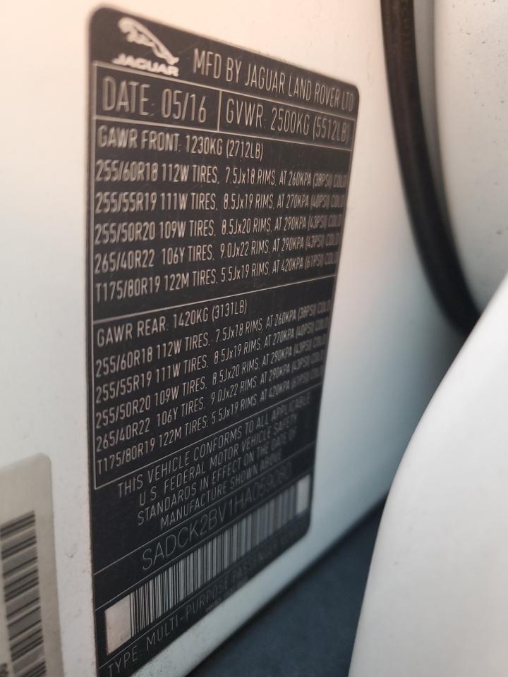 2017 Jaguar F-Pace Prestige VIN: SADCK2BV1HA059080 Lot: 62193074