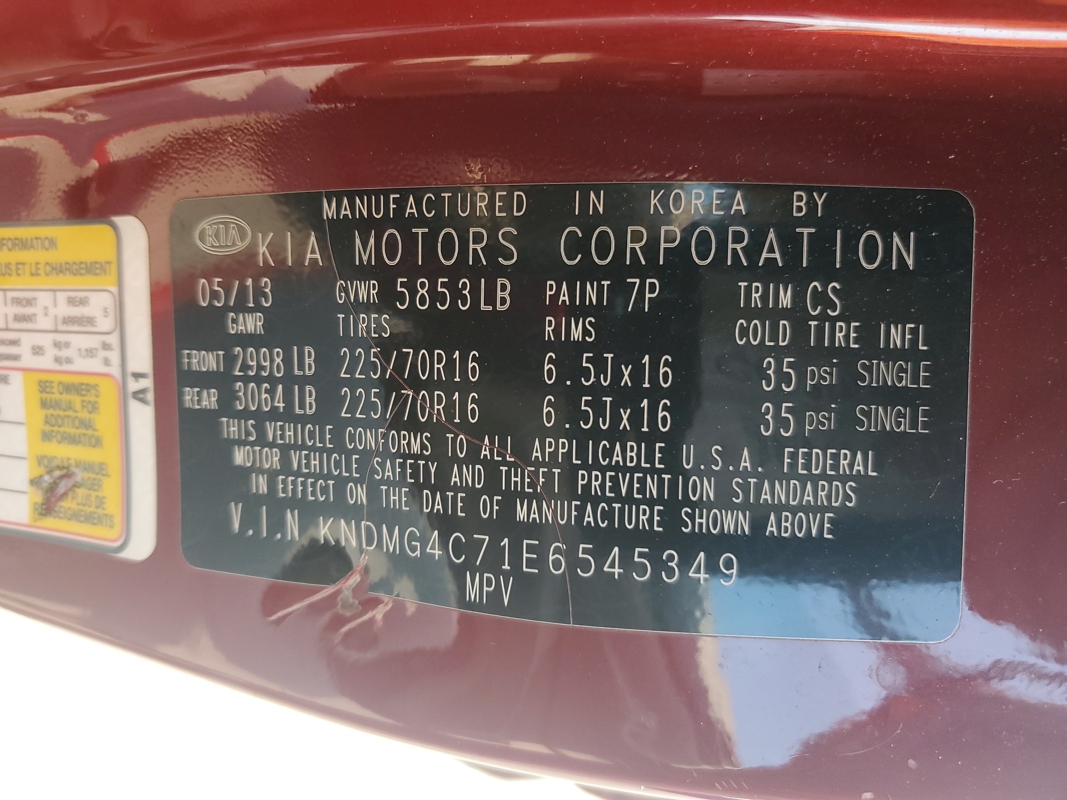 KNDMG4C71E6545349 2014 Kia Sedona Lx