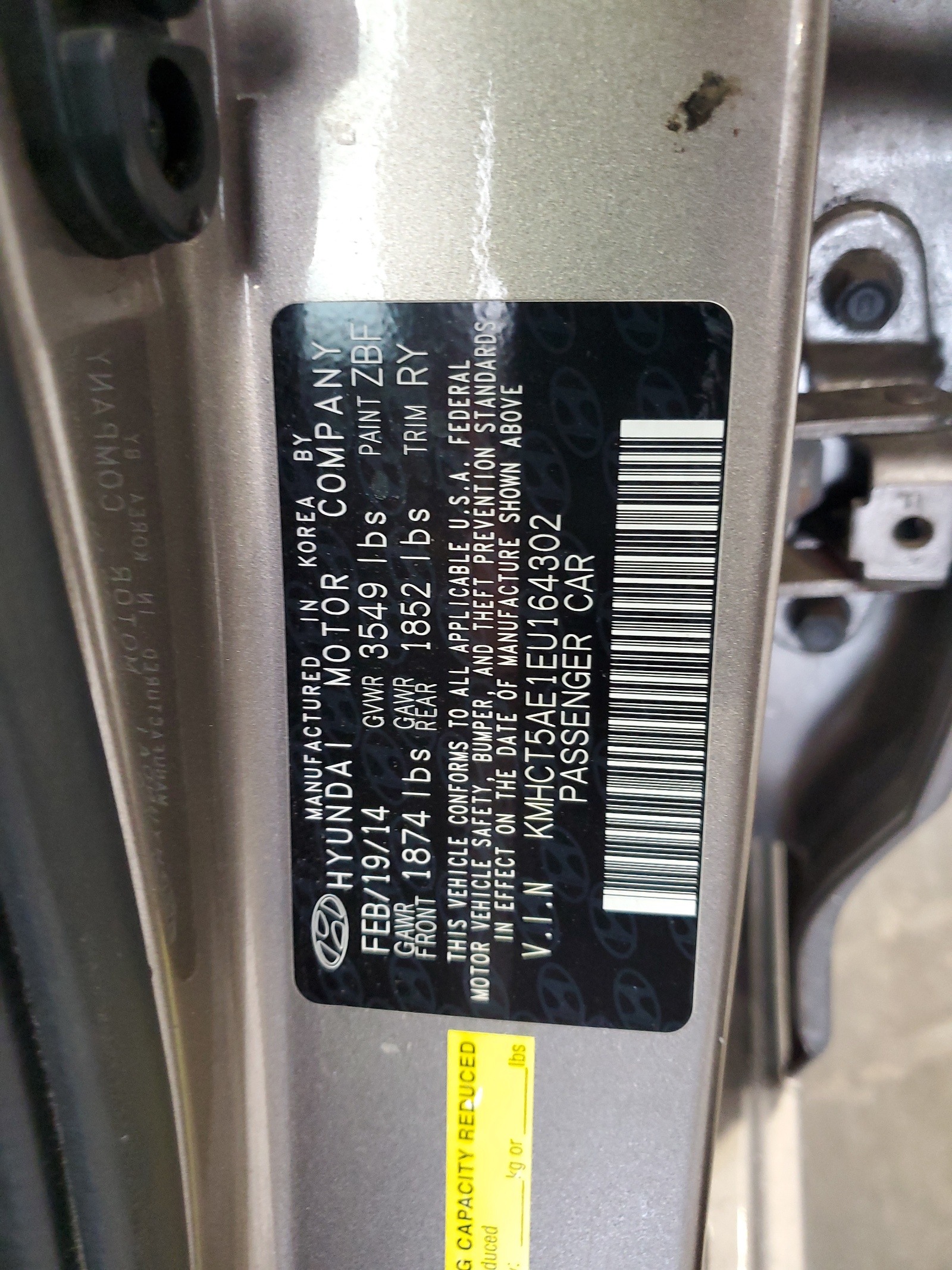 KMHCT5AE1EU164302 2014 Hyundai Accent Gls