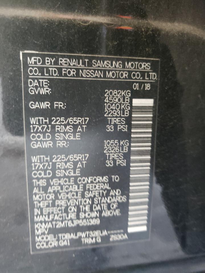 2018 Nissan Rogue S VIN: KNMAT2MT6JP551389 Lot: 61925904