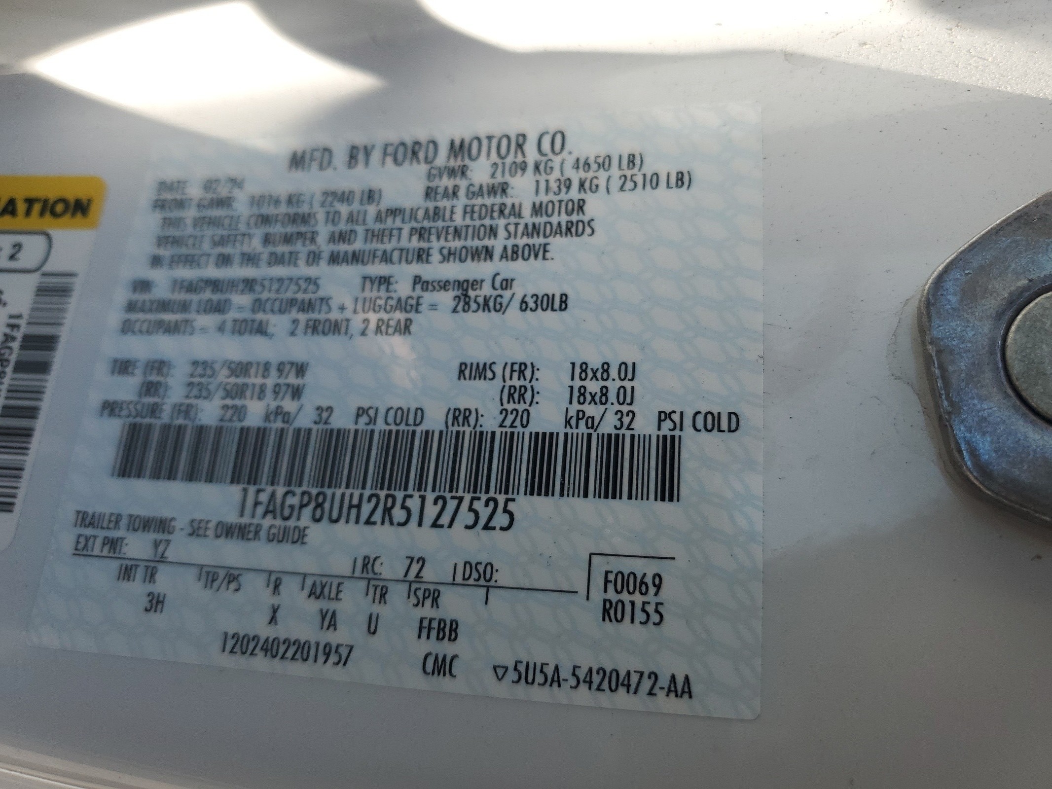 1FAGP8UH2R5127525 2019 Ford Mustang