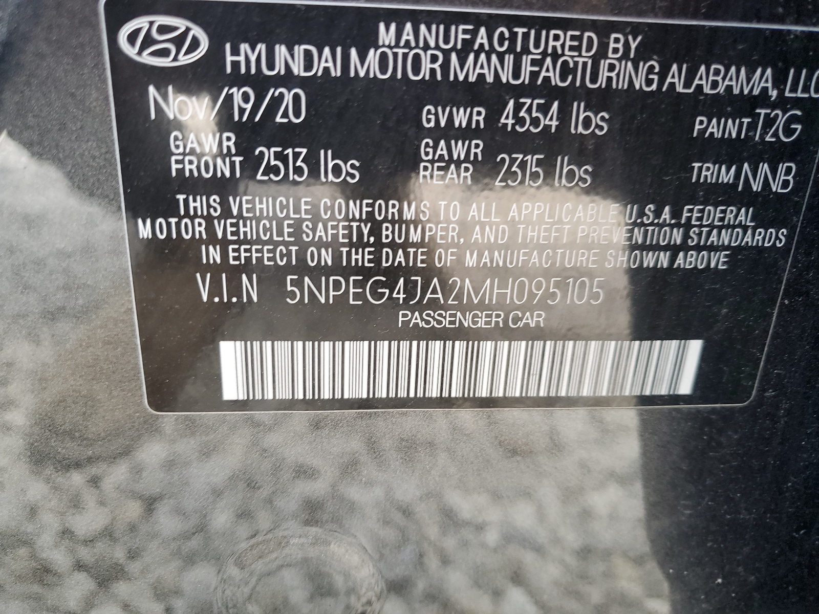5NPEG4JA2MH095105 2021 Hyundai Sonata Se