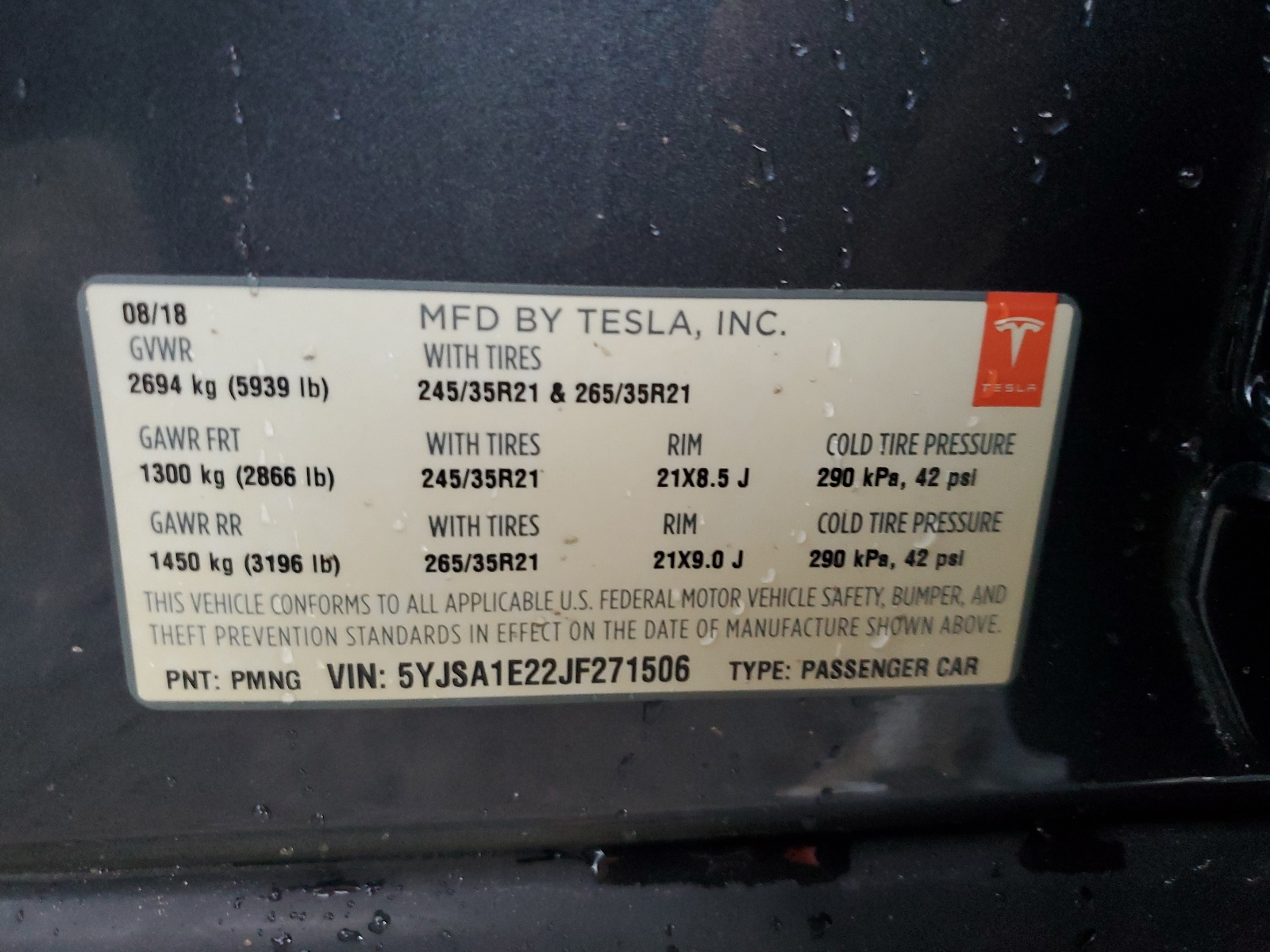 5YJSA1E22JF271506 2018 Tesla Model S