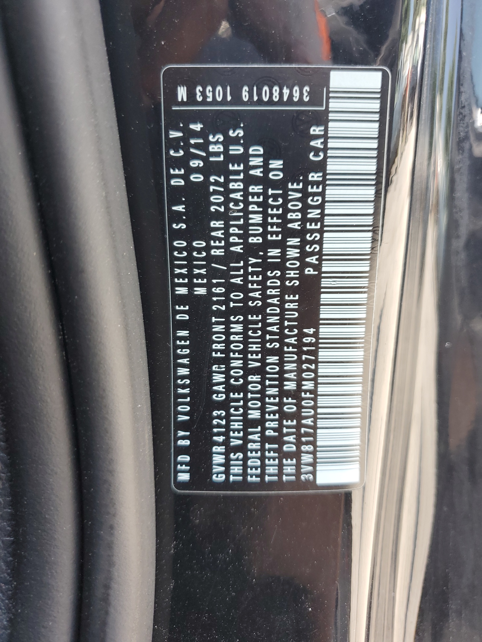 3VW817AU0FM027194 2015 Volkswagen Golf