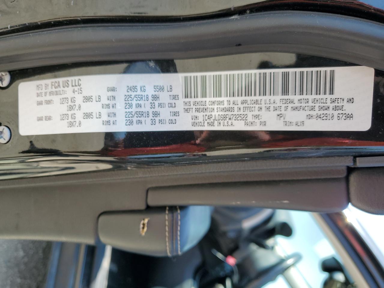 2015 Jeep Cherokee Limited VIN: 1C4PJLDS8FW732522 Lot: 62709664