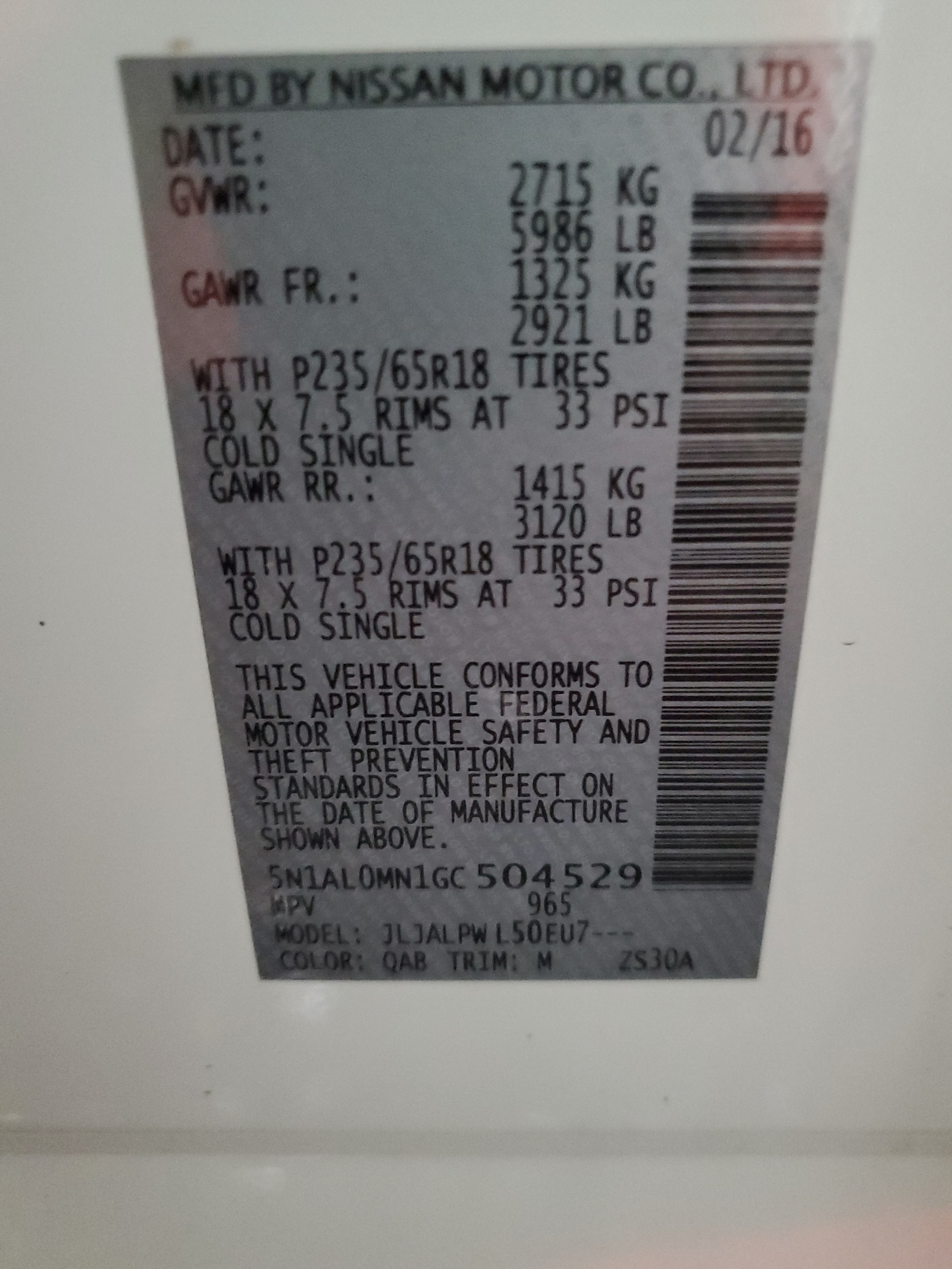 5N1AL0MN1GC504529 2016 Infiniti Qx60