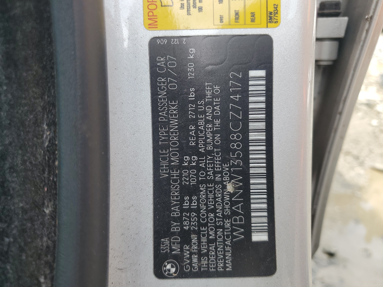 WBANW13588CZ74172 2008 BMW 535 I