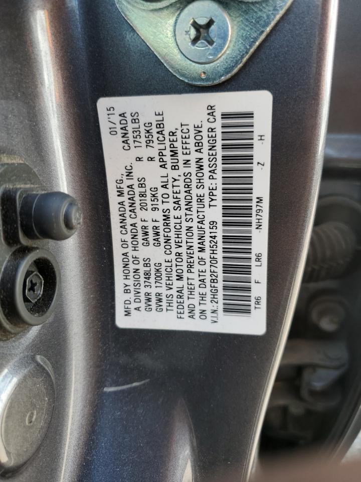 2HGFB2F70FH524159 2015 Honda Civic Se