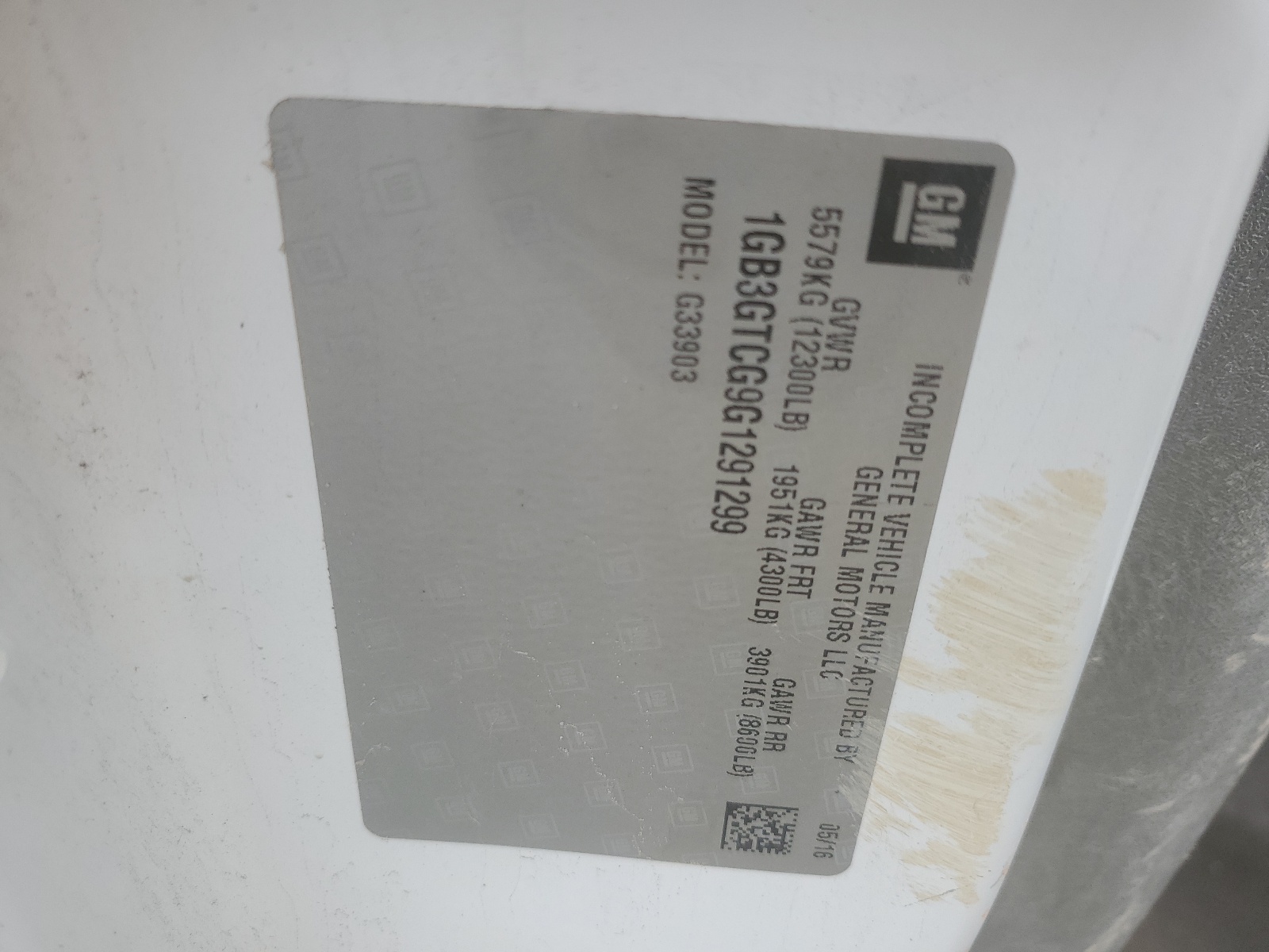 1GB3GTCG9G1291299 2016 Chevrolet Express G3500