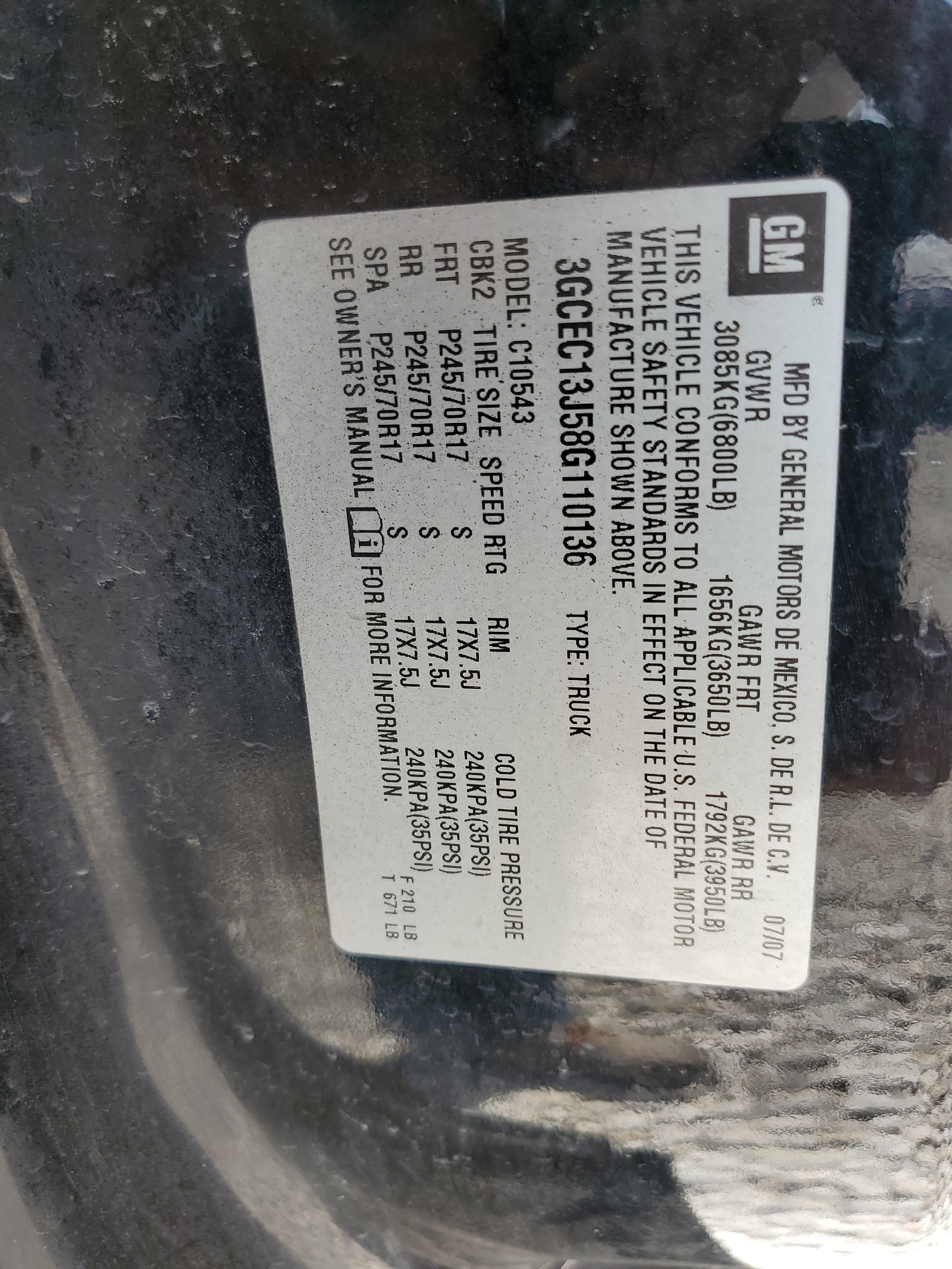 3GCEC13J58G110136 2008 Chevrolet Silverado C1500