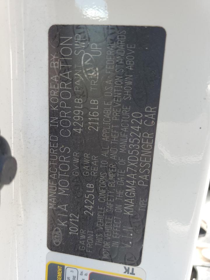 2013 Kia Optima Lx VIN: KNAGM4A7XD5352420 Lot: 60538074