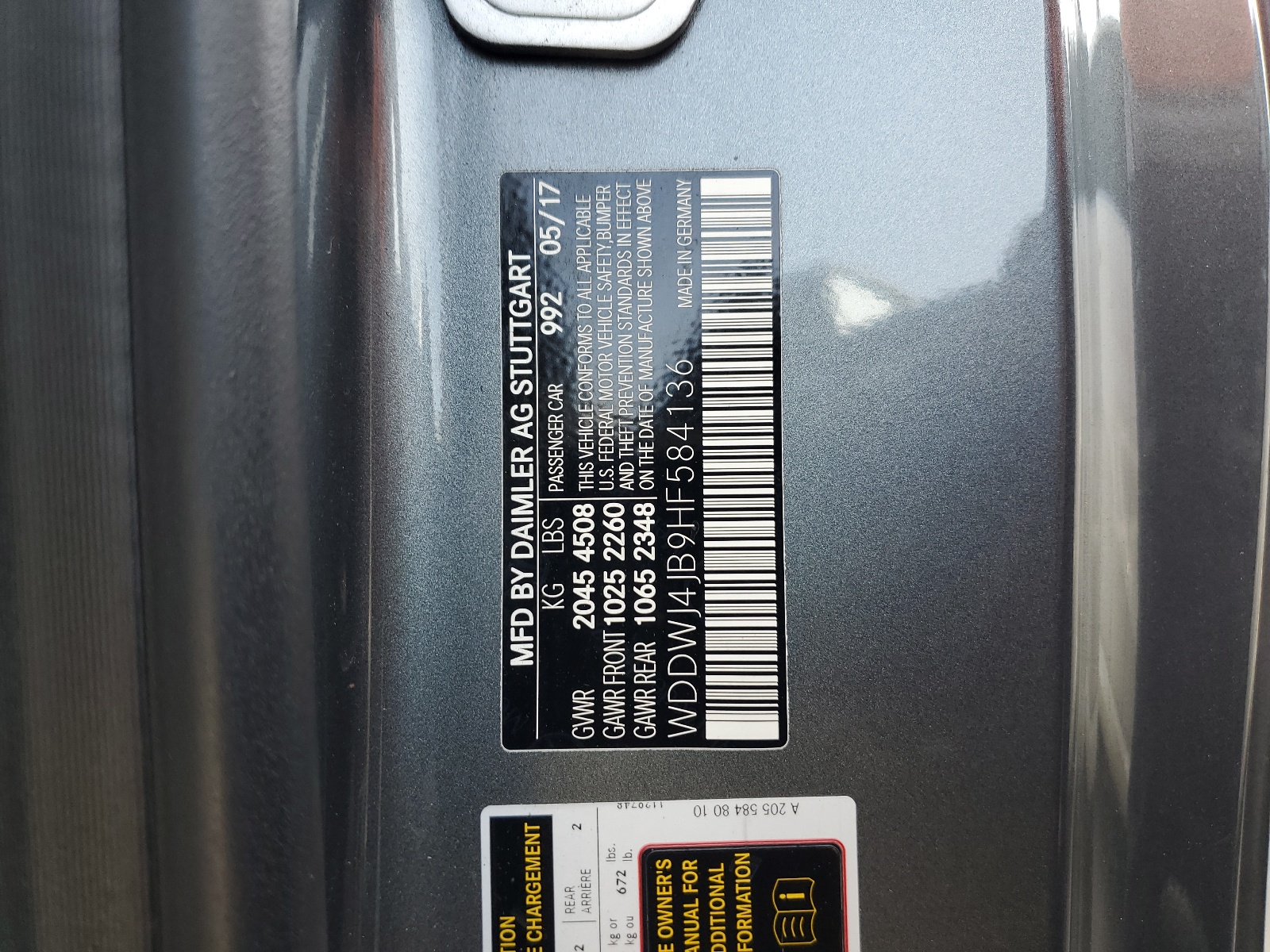 WDDWJ4JB9HF584136 2017 Mercedes-Benz C 300