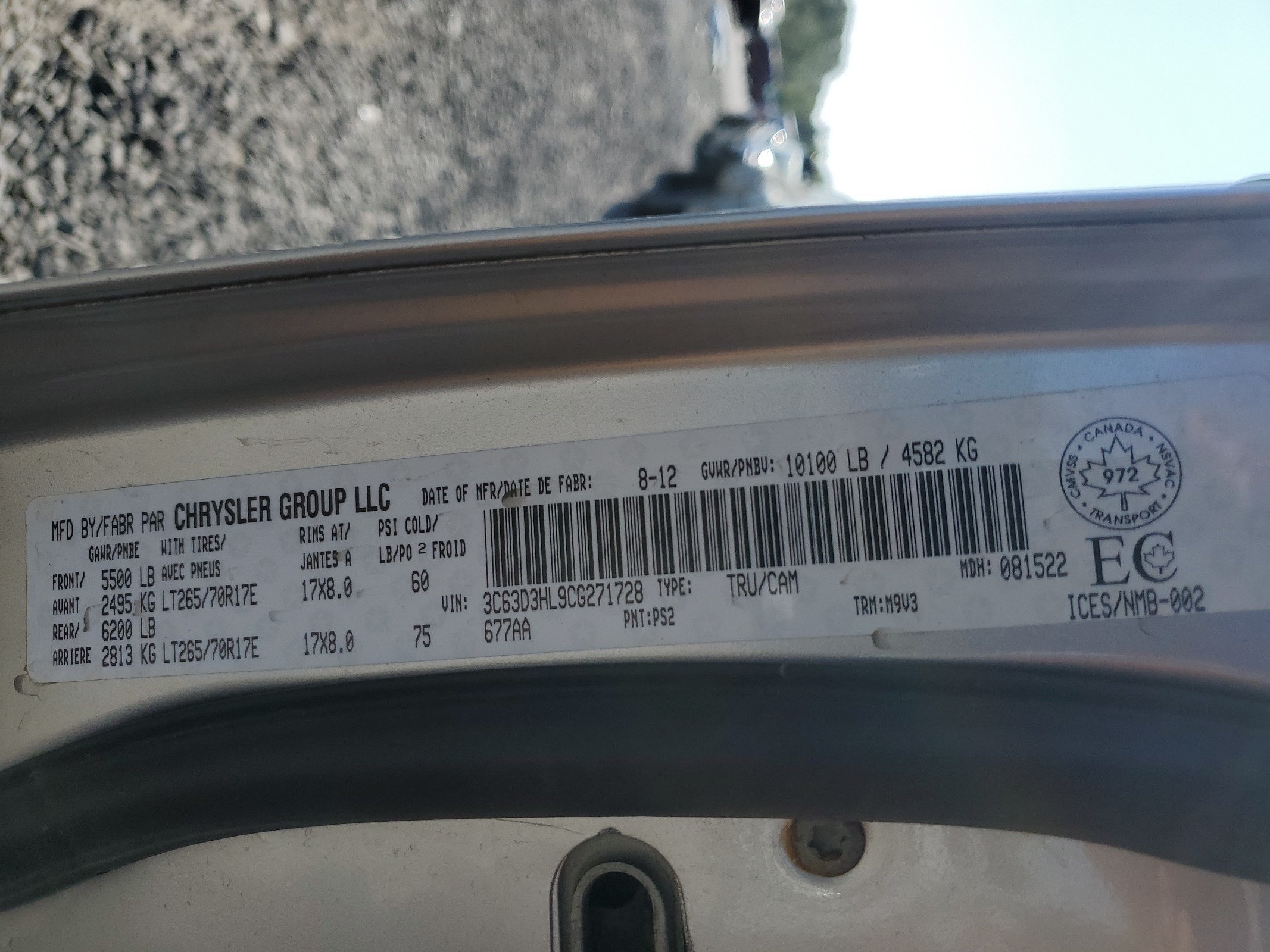 3C63D3HL9CG271728 2012 Dodge Ram 3500 Slt