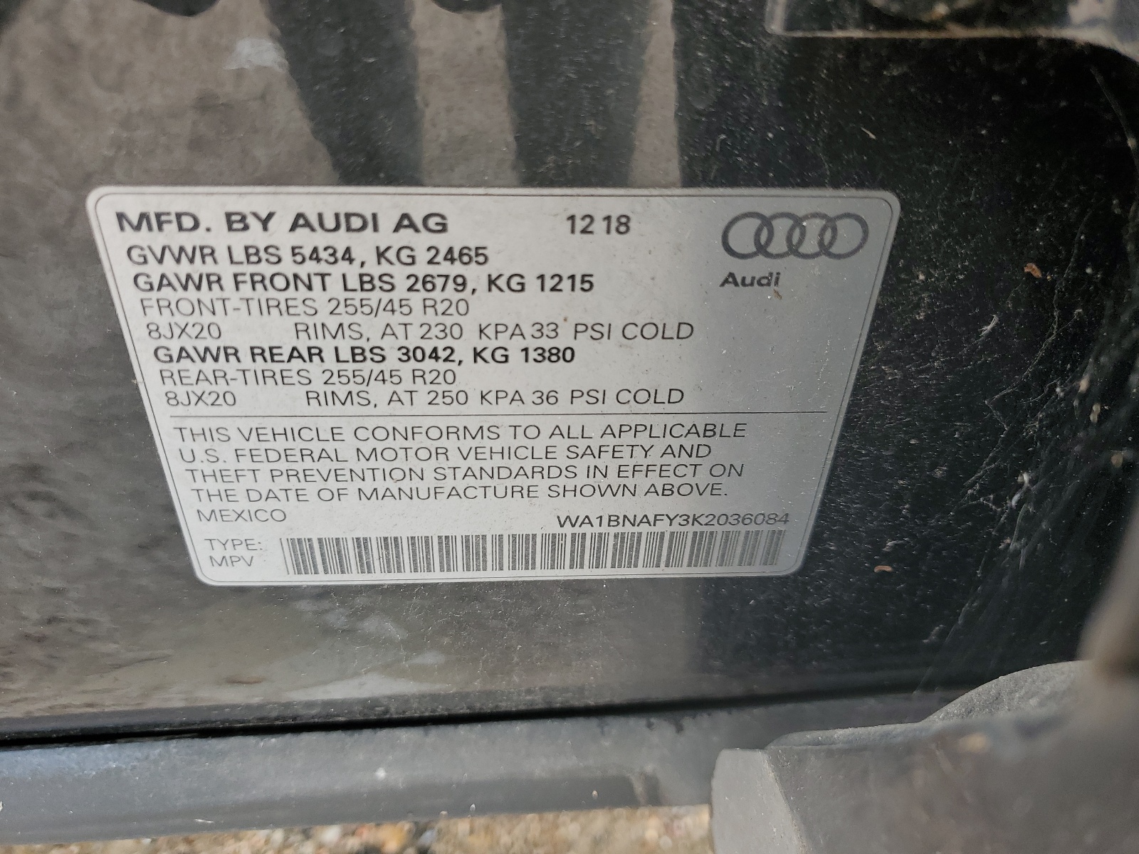 WA1BNAFY3K2036084 2019 Audi Q5 Premium Plus