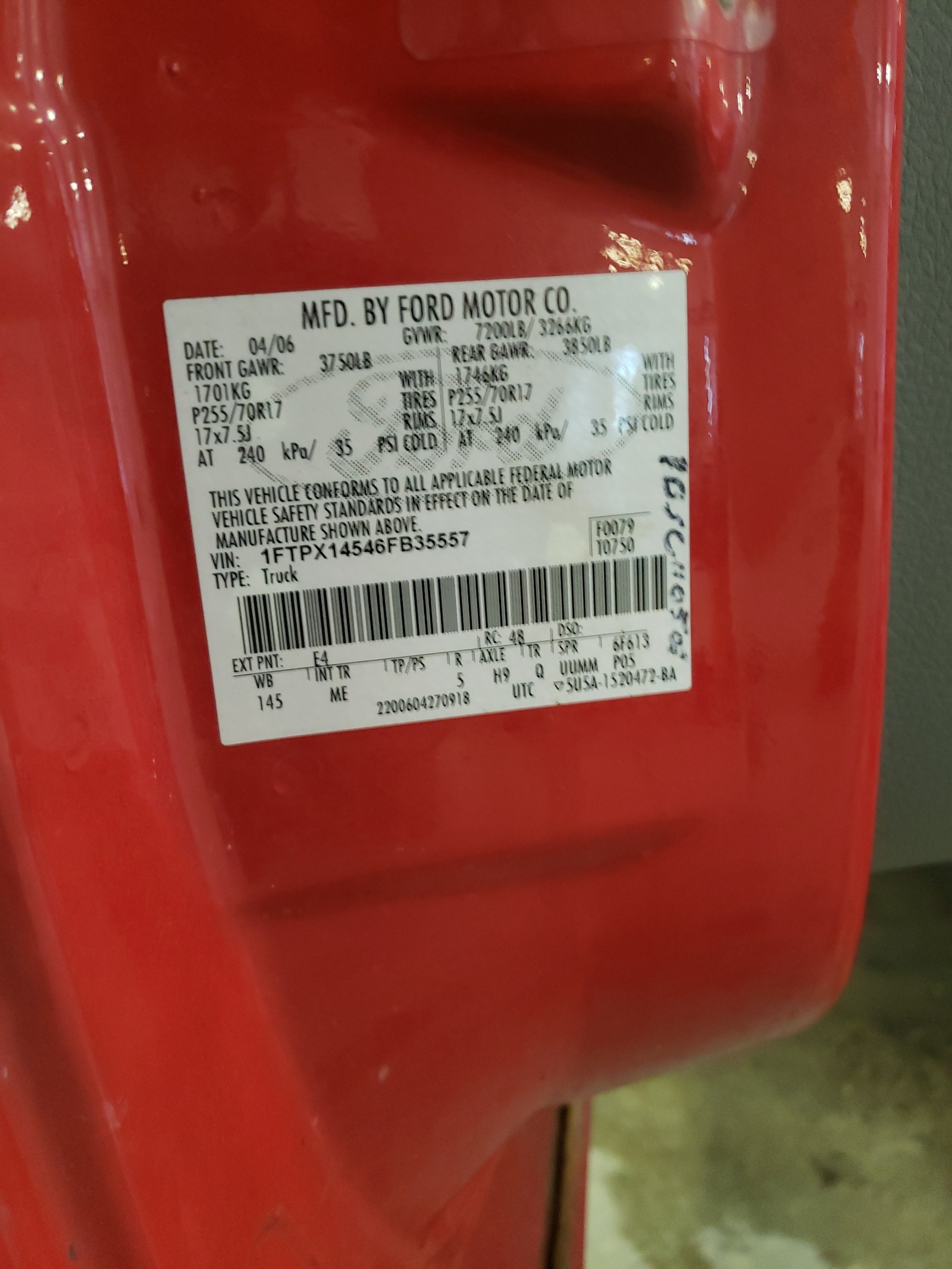 1FTPX14546FB35557 2006 Ford F150