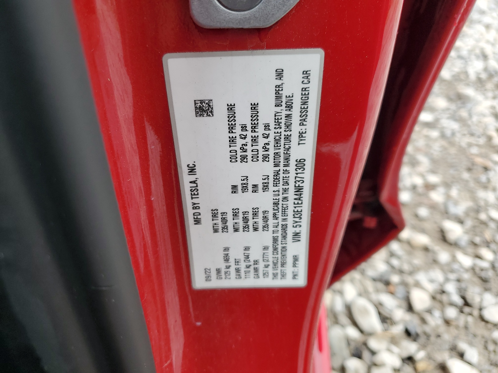 5YJ3E1EA4NF371306 2022 Tesla Model 3